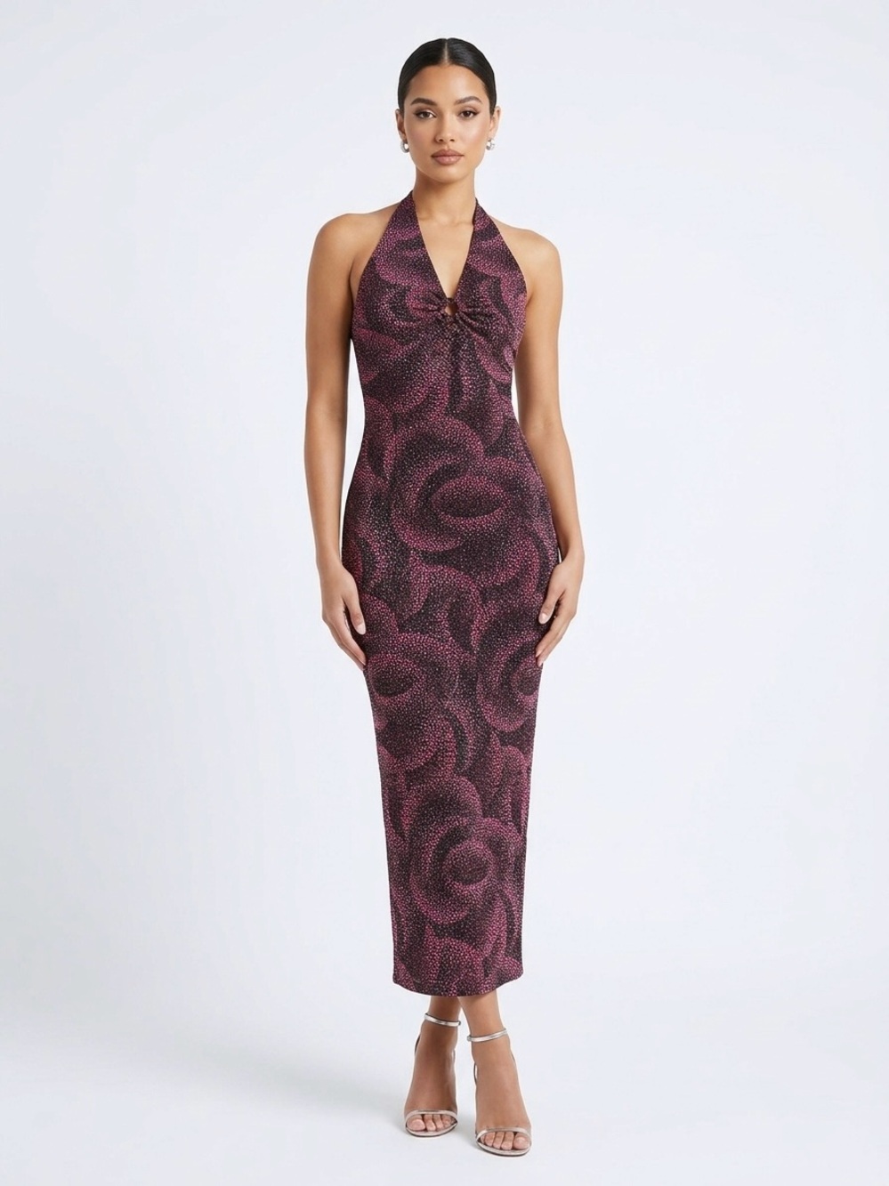 70’s Disco Vintage Halter Maxi Dress